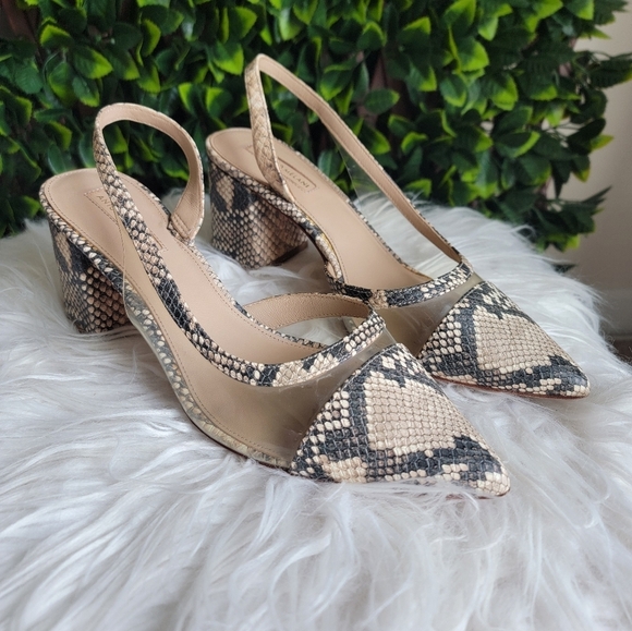 Antonio Melani Braylene Snake Print Leather Slingback Block Heel Women's Size 9 - Picture 7 of 11